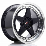 JR Wheels JR6 15x7 ET20-35 4H BLANK Gloss Black w/Machined Lip