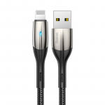 Kabel USB Lightning s LED diodou Baseus Horizontal, černý 50 cm 2,4A