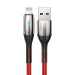 Kabel USB Lightning s LED diodou Baseus Horizontal, červený, 100 cm 2,4A