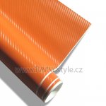 Karbon 3D samolepící folie oranžová 152x200cm