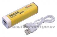 POWER BANK 2600mA žlutý + 30cm kabel