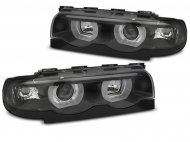 Přední světla 3D LED angel eyes, BMW 7 E38 94-01 černá