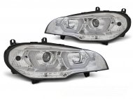 Přední světla 3D LED angel eyes DRL BMW X5 E70 07-13 chromová