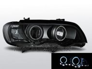 Přední světla angel eyes a LED BMW X5 E53 99-03 xenon černá