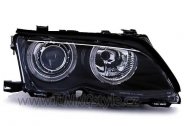 Přední světla angel eyes BMW E46 coupe cabrio černé 01-03