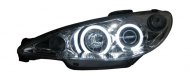 Přední světla angel eyes CCFL Peugeot 206 02- chrom