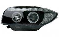 Přední světla angel eyes s LED BMW E87 04-11 LED blinkr černá