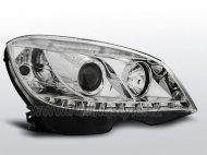 Přední světla čirá s LED Mercedes-Benz W204 07-11 chrom