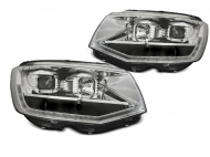 Přední světla LED s denními světly, LED dynamickým blinkrem pro VW T6 09-15 chromová
