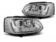 Přední světla LED s denními světly VW T5 09-15 s dynamickým LED blinkrem, T6 style, chromová