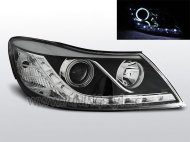 Přední světla s Angel eyes a LED Škoda Octavia II FL 09-12 černá