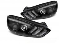 Přední světla s LED denním světlem, SEQ blinkrem, Ford Focus MK3 15-18 černá