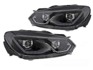 Přední světla s LED pro VW Golf 6 2008-2013 černá