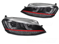 Přední světla s LED pro VW GOLF 7 2013-2017 red line