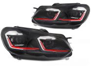 Přední světla s LED pro VW GOLF VI  2008-2012 red line