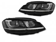 Přední světla s U-LED denními světly a SEQ blinkry VW Golf 7 12- černá