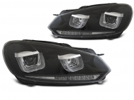 Přední světla U-LED s denními světly, LED dynamickým blinkrem pro VW Golf 6 08-12 černá