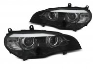 Přední světla xenon D1S 3D LED DRL angel eyes, AFS BMW X5 E70 07-10 černá