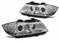 Přední světla xenon D1S, LED blinkr, DRL, BMW E90/E91 09-11 chromová