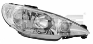 Přední světlo pravé - PEUGEOT 206 98- H7/H7