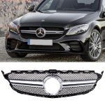 Sportovní maska - Mercedes-Benz C-Class (W205) Facelift 2018-2021 AMG style -  stříbrná