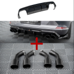 Zadní difuzor V.3 + černé ocelové koncovky Cupra Formentor VZ Mk1 černý lesklý plast