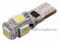 Žárovka 5 SMD LED 12V T10 s rezistorem CAN-BUS ready bílá